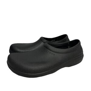 Crocs Mens Size 13 Black On The Clock Work Slip-On Mules Clogs Slip Resistant